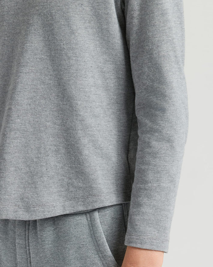 Boys' Heather Gray Classic Long Sleeve Crew Neck with pocket detail.