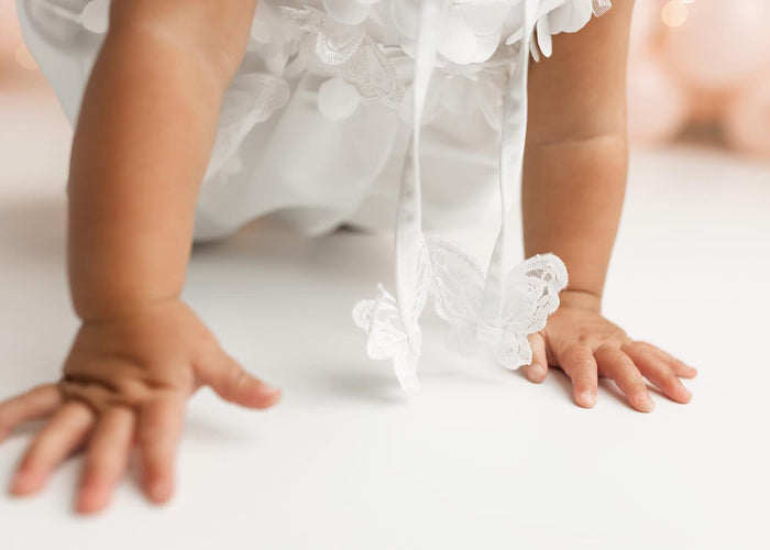 Butterfly White Satin Ceremony Romper - Petite Maison Kids