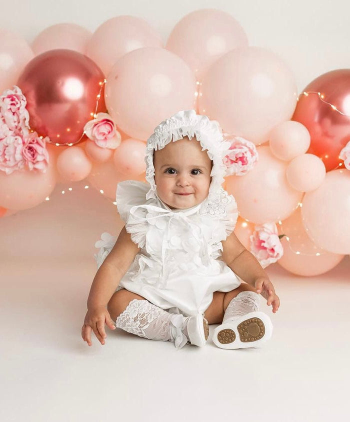 Butterfly White Satin Ceremony Romper - Petite Maison Kids