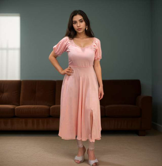 C277 - Elegant Pink Midi Dress