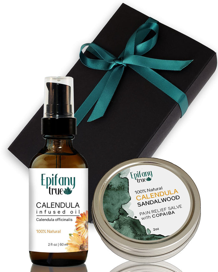 Calendula Oil 2oz and Calendula Sandalwood Salve with Copaiba Bundle 2oz