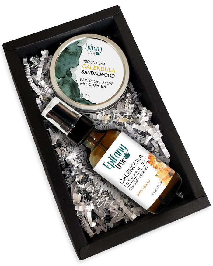 Calendula Oil 2oz and Calendula Sandalwood Salve with Copaiba Bundle 2oz