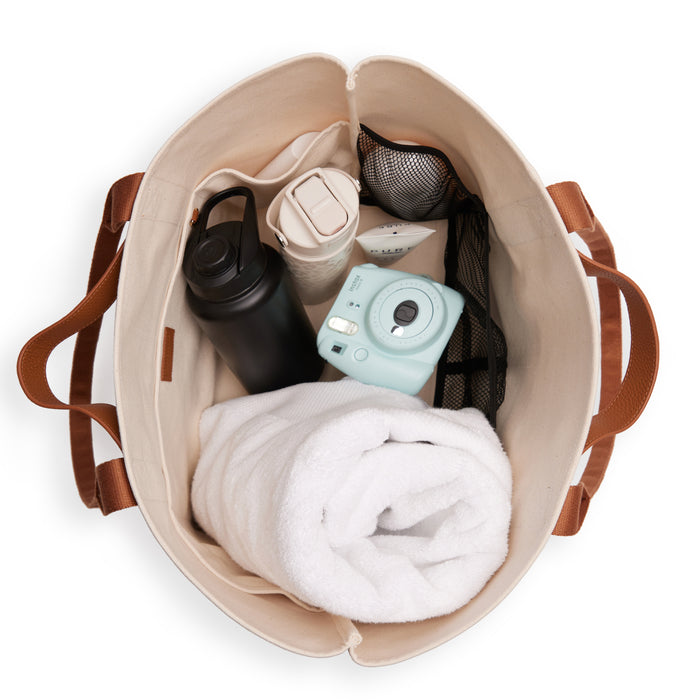 Canvas Tote Natural Canvas/Saddle Brown