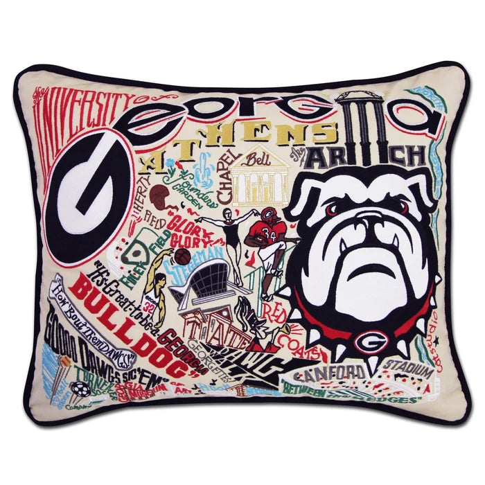 Catstudio - Collegiate Embroidered Pillow - University of Georgia