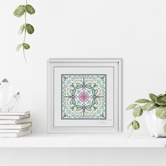 Centre Stage - Dragonfly Blackwork Pattern by Peppermint Purple
