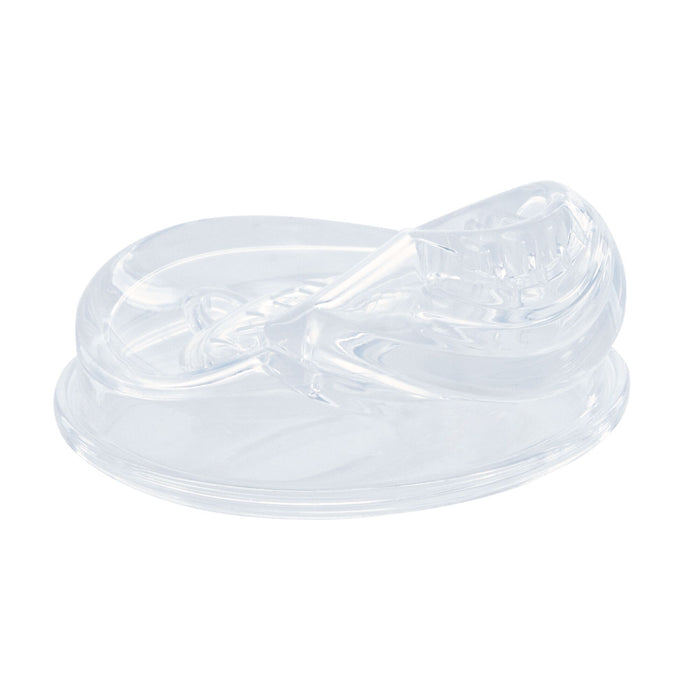 A clear plastic night guard with a curved, molded design for upper teeth, as flexible as Clik-it Insulated Cool Sipper Replacement Spout (2 Pack), shown on a plain white background.
