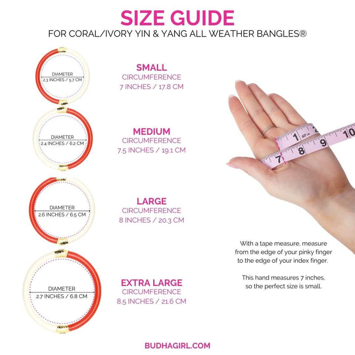 12.01.360.19.SM2,12.01.360.19.MD2,12.01.360.19.LG2,12.01.360.19.XL2, Coral/Ivory Yin & Yang All Weather Bangles® (AWB®) | Bangle Bracelets for Women | BuDhaGirl