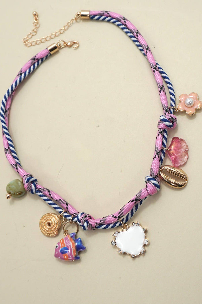 CORD CHARM-PORCELAIN FISH HEART FLOWER NECKLACE | 80N92299