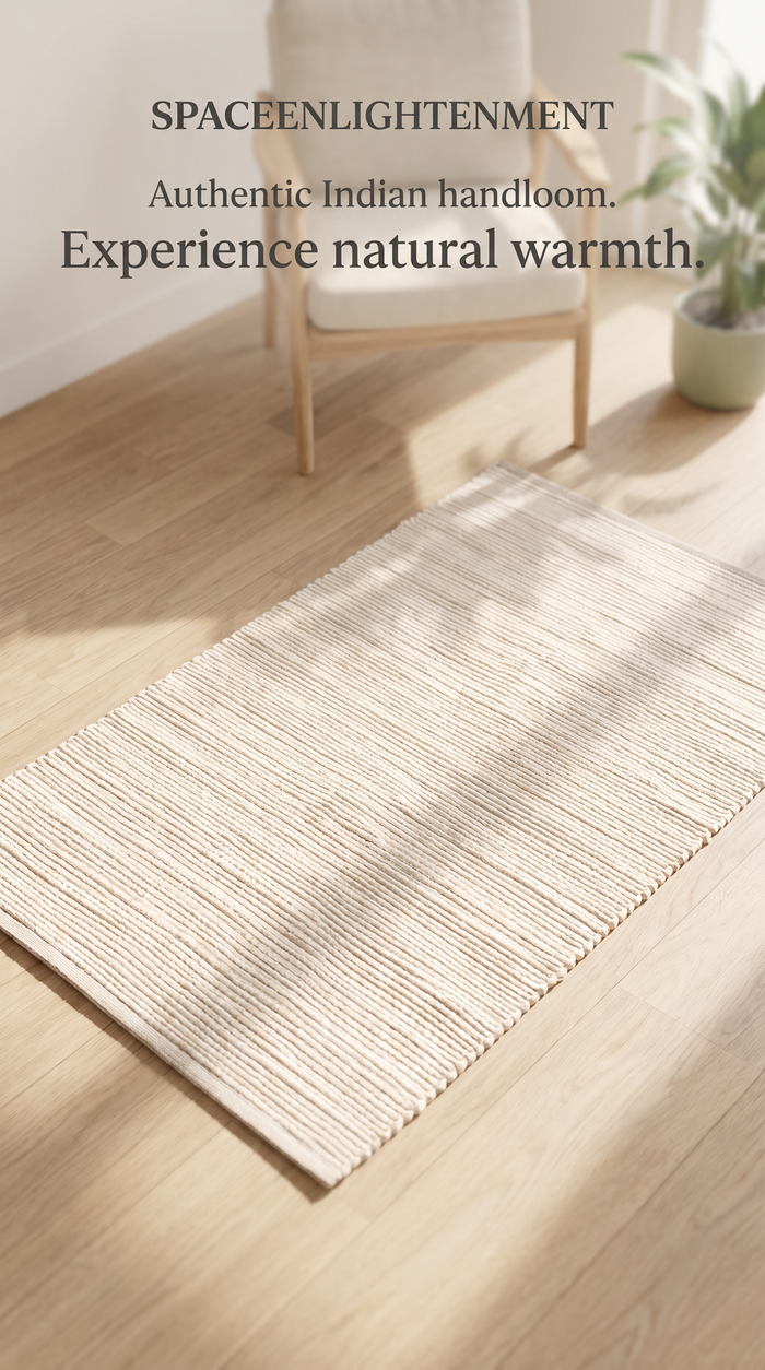 Cotton Rug - Cream Colour LARGE Indian Handloom