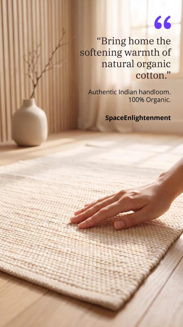 Cotton Rug - Cream Colour LARGE Indian Handloom