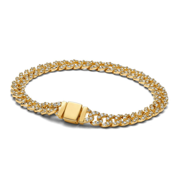 Cuban Link Pavé Bracelet | Gold