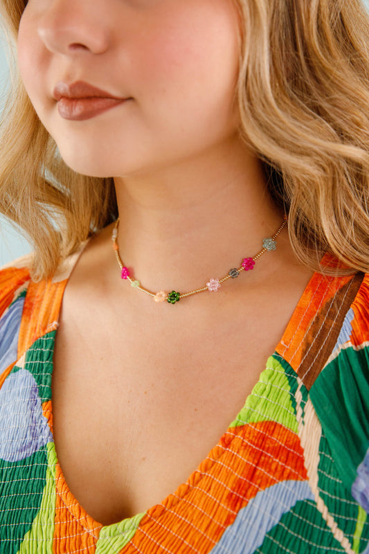 Darling Daisies Beaded Necklace