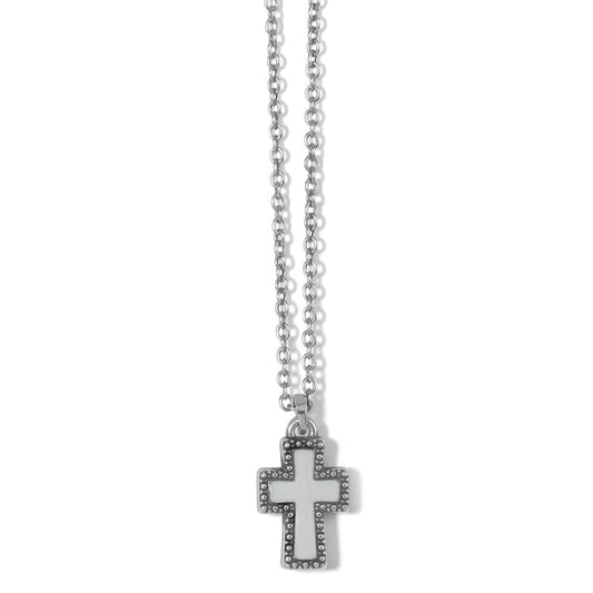 Dazzling Cross Petite Necklace - Shoe White