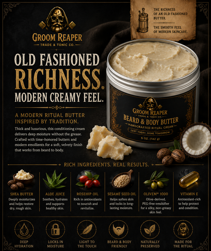 Death by Citrus Full Ritual Set – Beard Oil, Balm, Butter, Soap & Comb | Groom Reaper