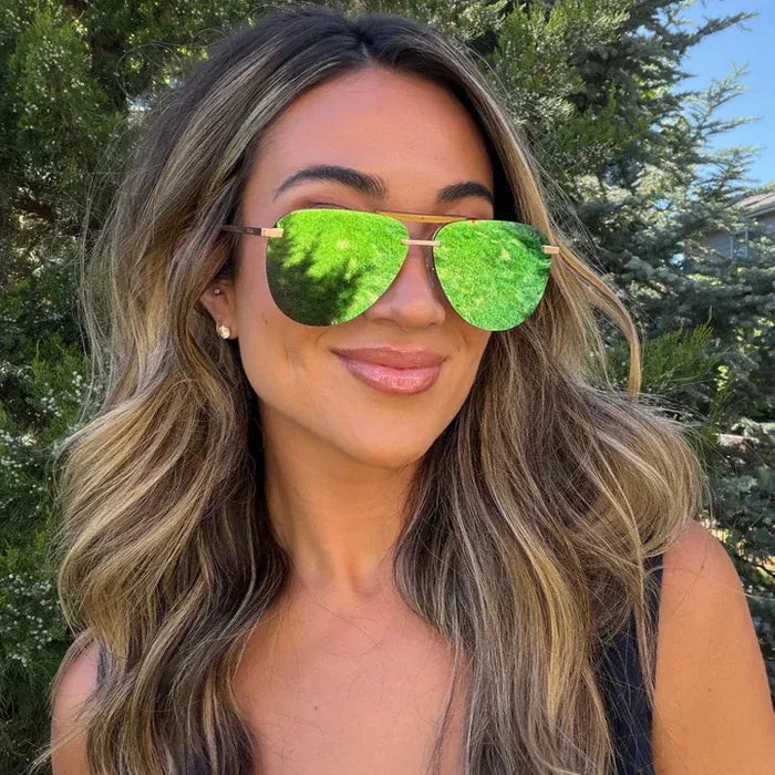 DIFF Eyewear Tahoe Brushed Gold Dew Drop Mirror Polarized Sunglasses