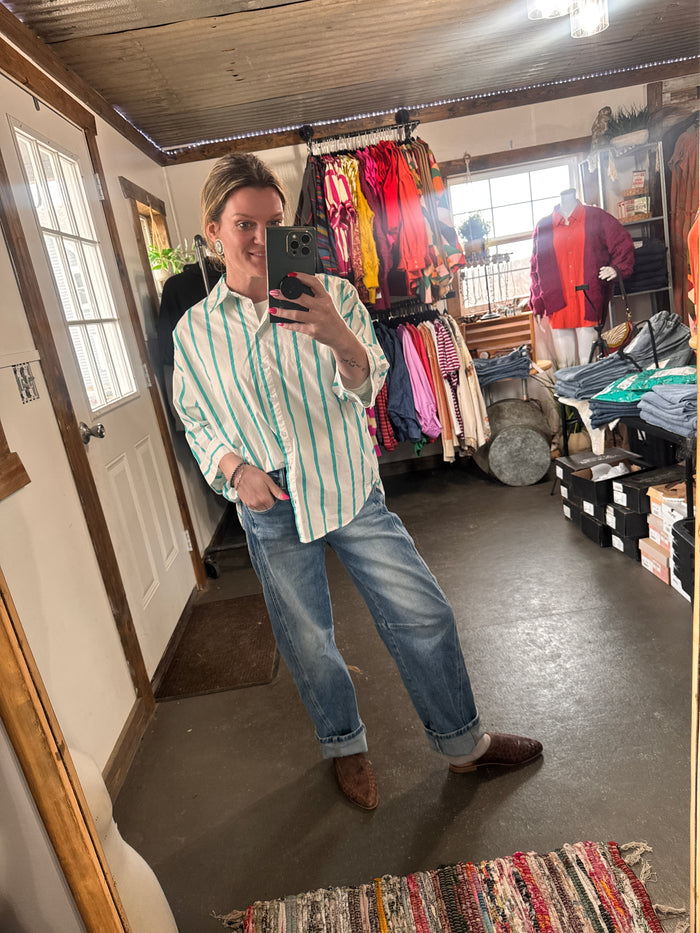 Dolman Striped Button Down