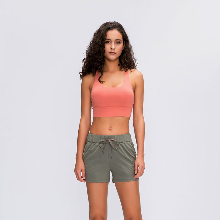 Double belt cross sports bra