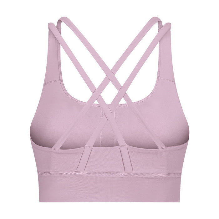 Double belt cross sports bra