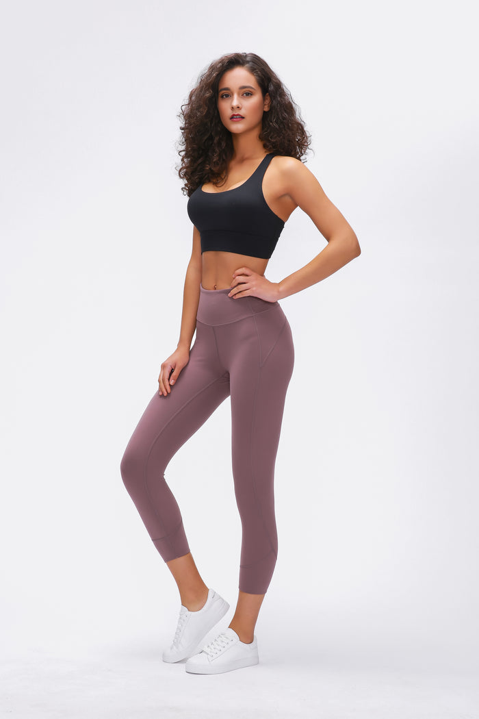 Double belt cross sports bra