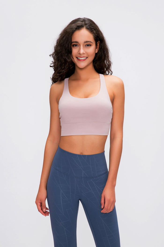 Double belt cross sports bra