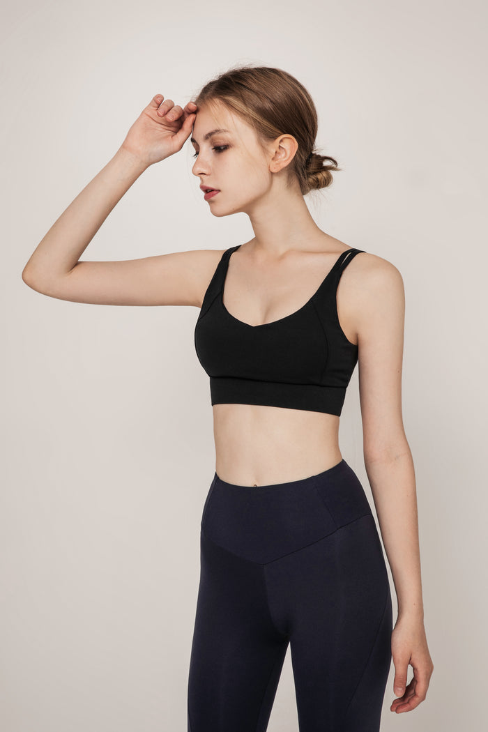 Double Strap Gathering Sports Bra