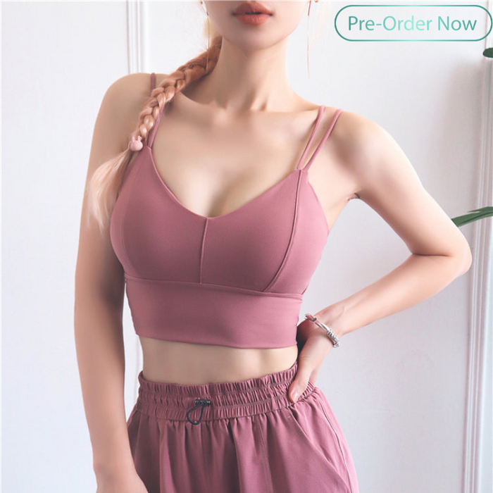 Double Thin Shoulder Strap Sports Bra for Women