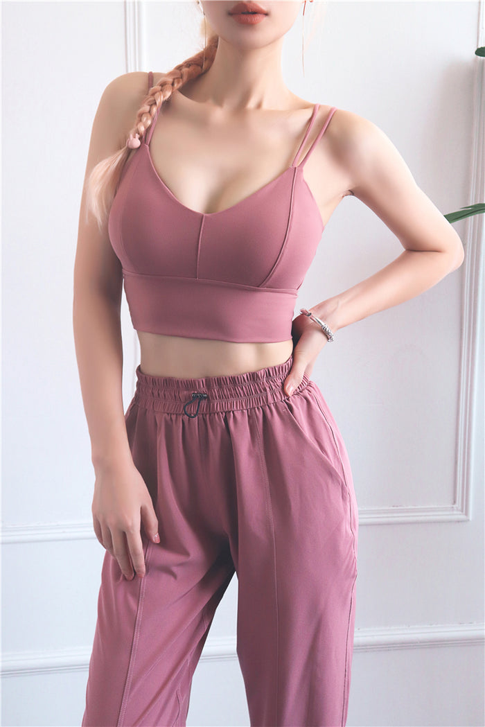 Double Thin Shoulder Strap Sports Bra for Women