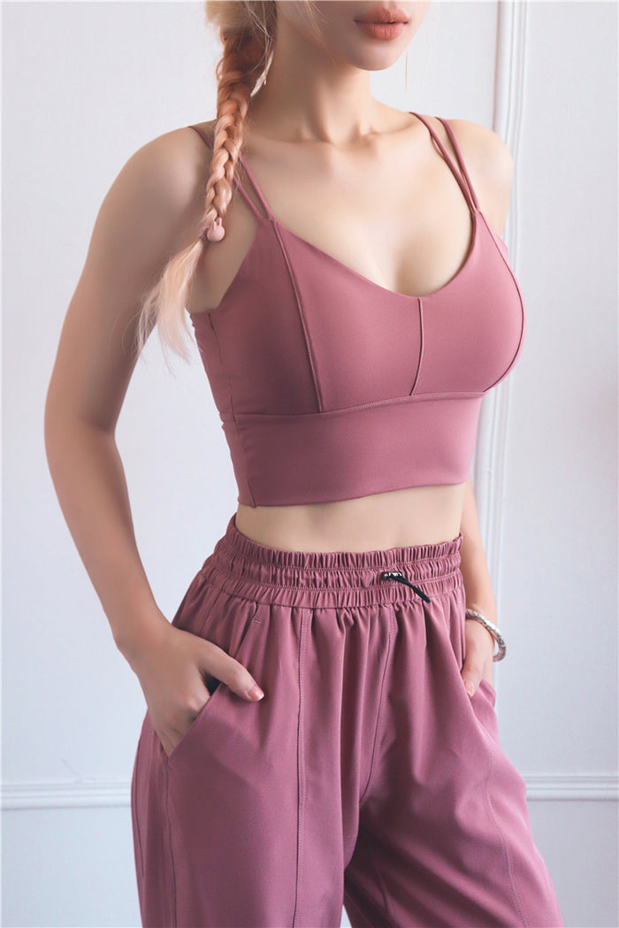 Double Thin Shoulder Strap Sports Bra for Women