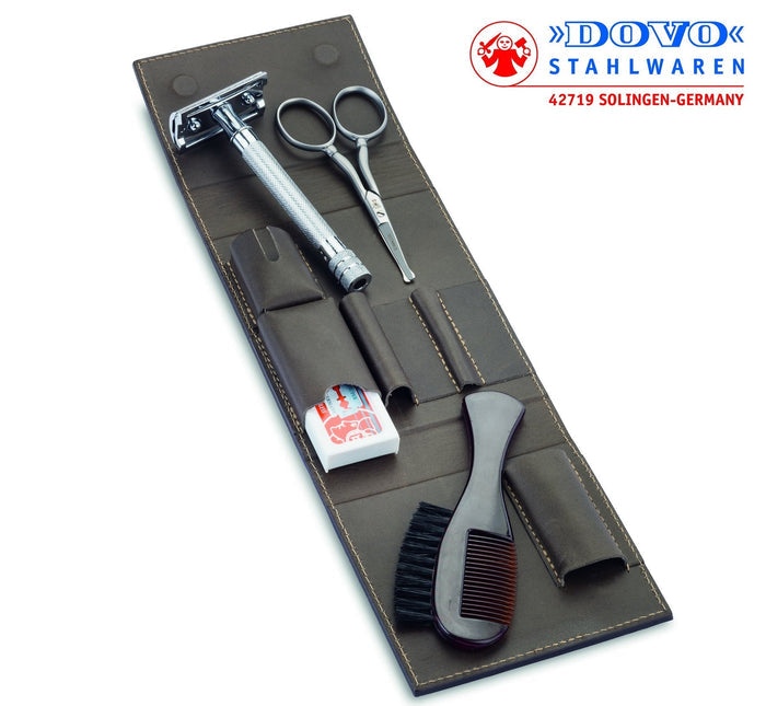 Dovo Stainless Satin Finished Razor Set with MK-23001 Razor, Brown - DV575056