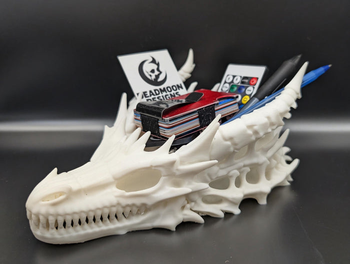 Dragon Skull Desk Organizer - Gothic Fantasy Home Decor & Accessory