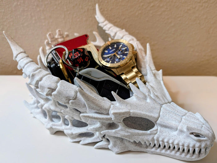 Dragon Skull Desk Organizer - Gothic Fantasy Home Decor & Accessory