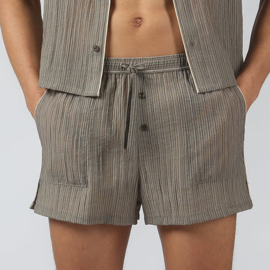 NEW- Driftwood Pebble Stripe PJ Short - Parke & Ronen