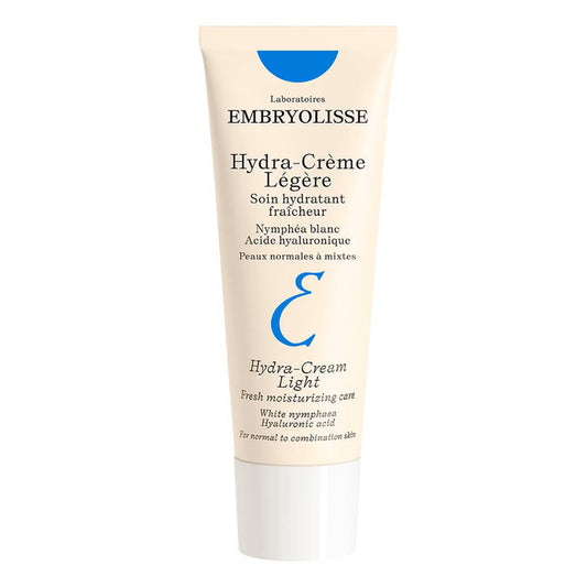 Embryolisse Hydra-Cream Light 40ml with White Nymphaea and Hyaluronic Acid, moisturizing facial cream in a white jar