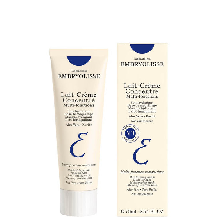 Embryolisse Lait-Crème Concentré multi-purpose moisturizer in a 75ml tube, smooth creamy texture, ideal for nourishing skin.