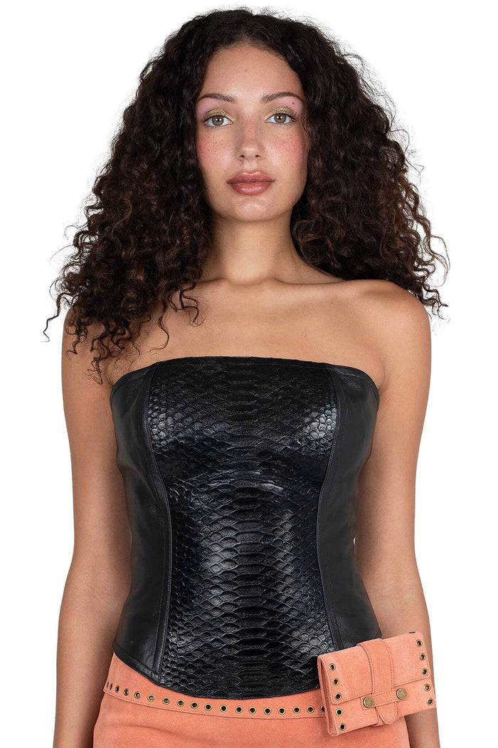 ENTERTAIN TOP Jeffrey Campbell Top Black Snake Combo