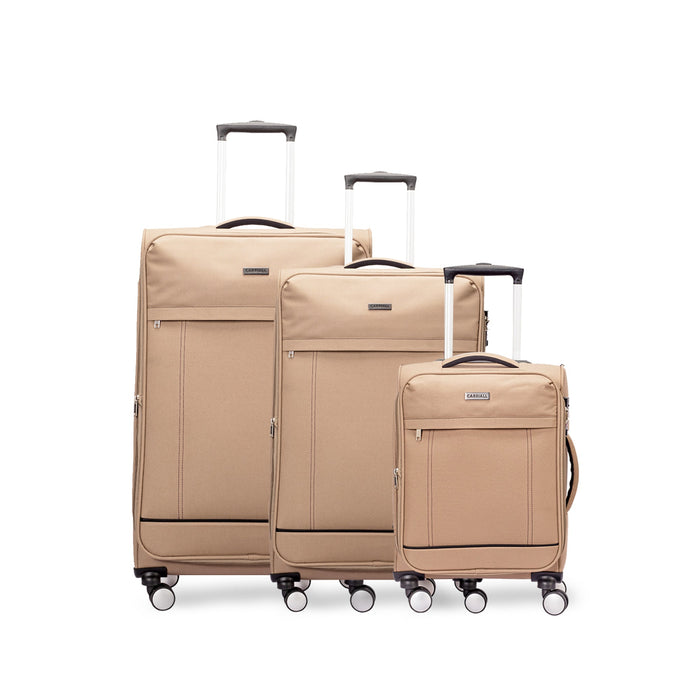 Eternal Luggage Set of 3, beige complete travel collection for long vacations by Carriall