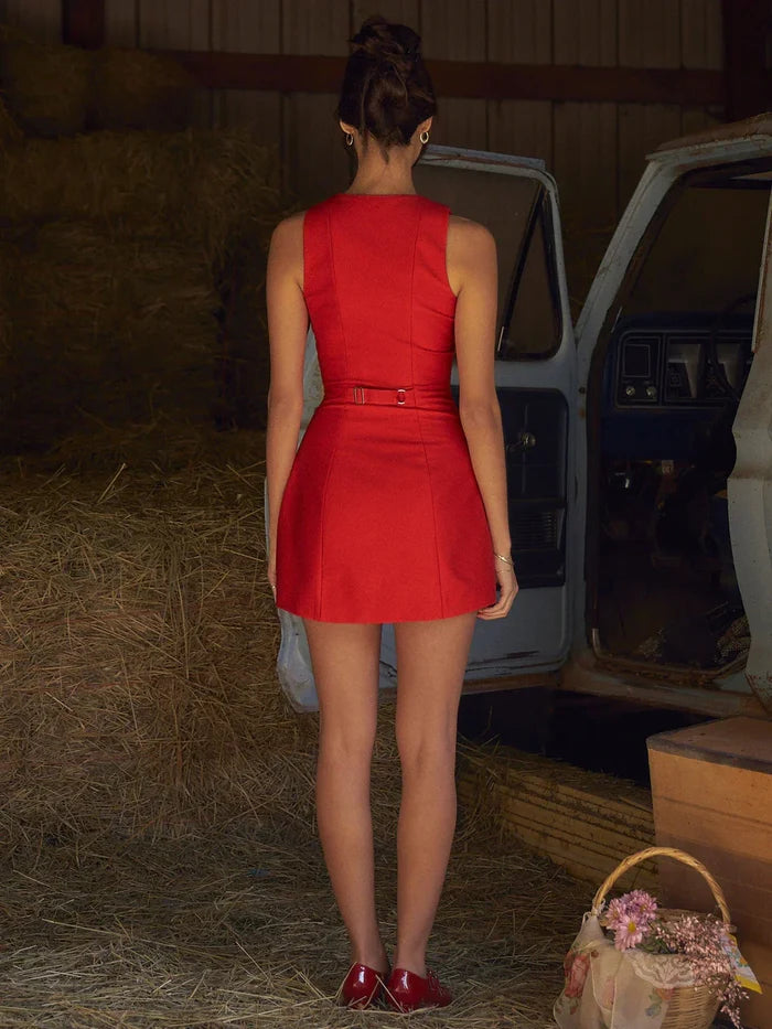 Eva | Sleeveless Short Dress with Front Buttons
