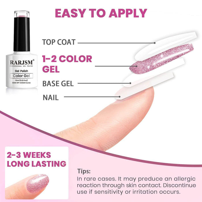 RARJSM ® 6 Colors Explosion Diamond Reflective Glitter Nail Gel Set| 7.5ml 6pcs