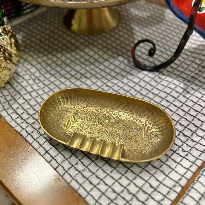 Floral Brass Ashtray