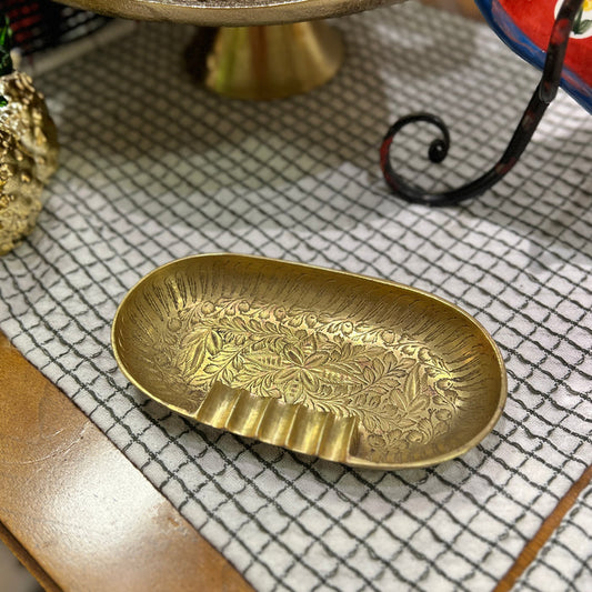 Floral Brass Ashtray
