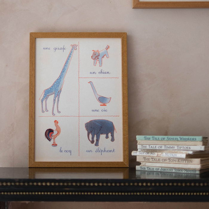 French First Words Animals Fine Art Print-Unframed -11”x14” | Roomytown