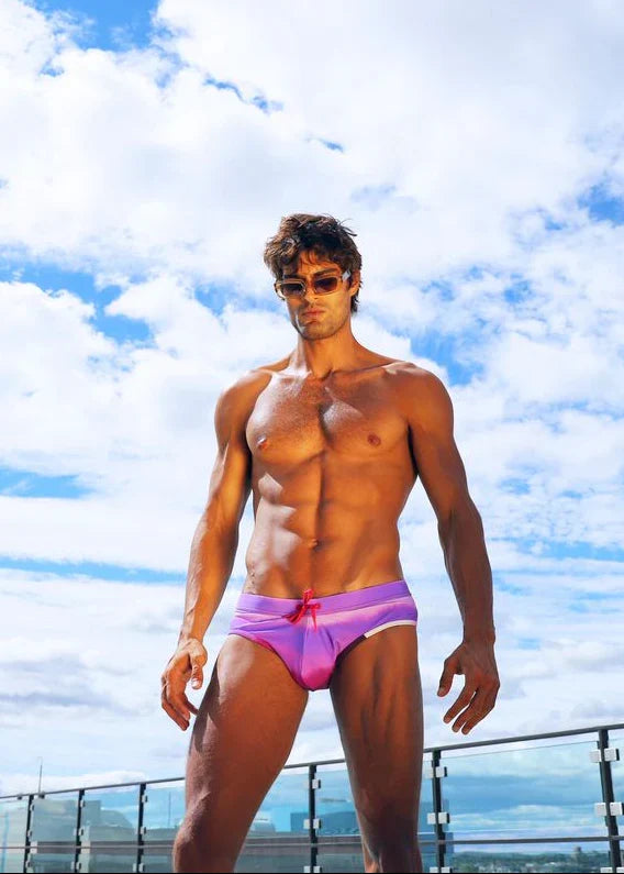 Fuchsia Gradient Printed Swim Brief St-8021-06