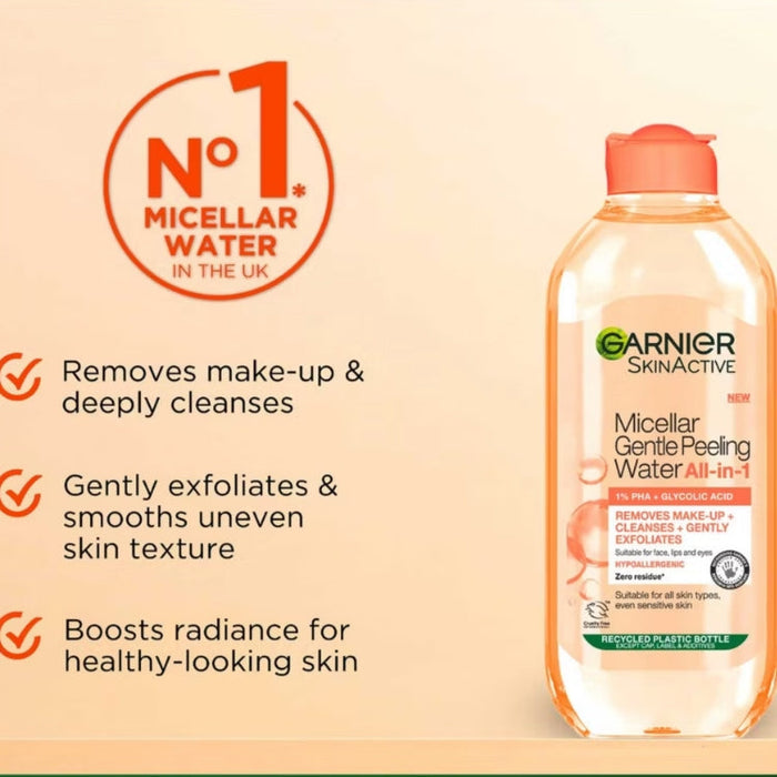 Garnier Micellar Water - Gentle Peeling 1% PHA & Glycolic Acid 400ml