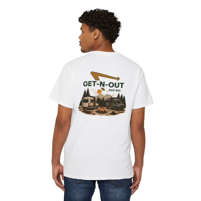 Get-N-Out out pocket tee.