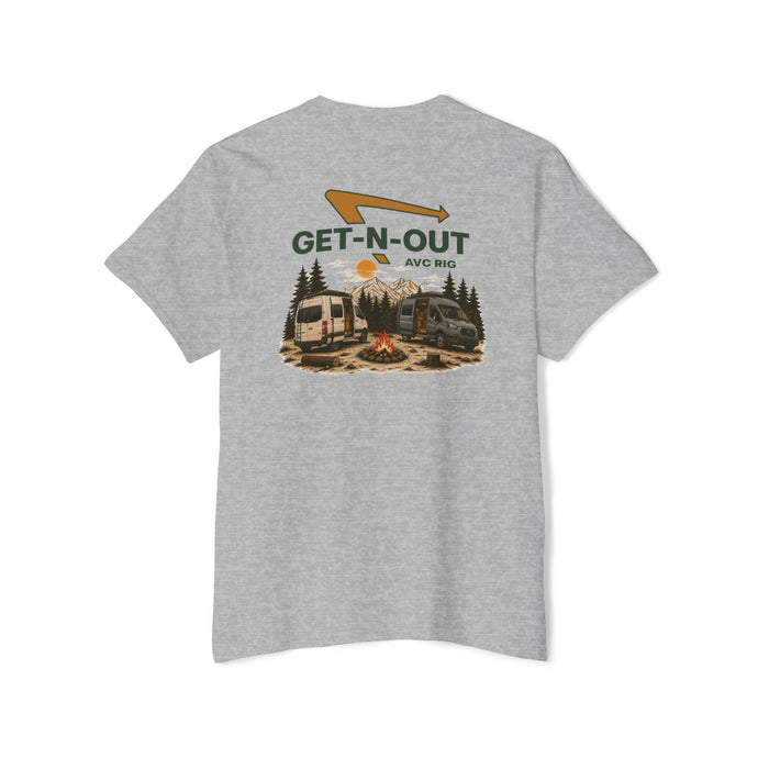 Get-N-Out out pocket tee.