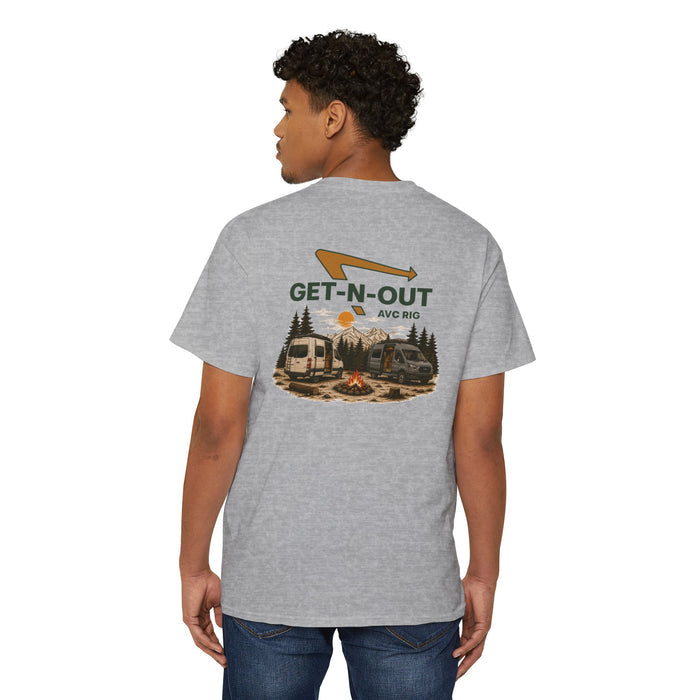 Get-N-Out out pocket tee.