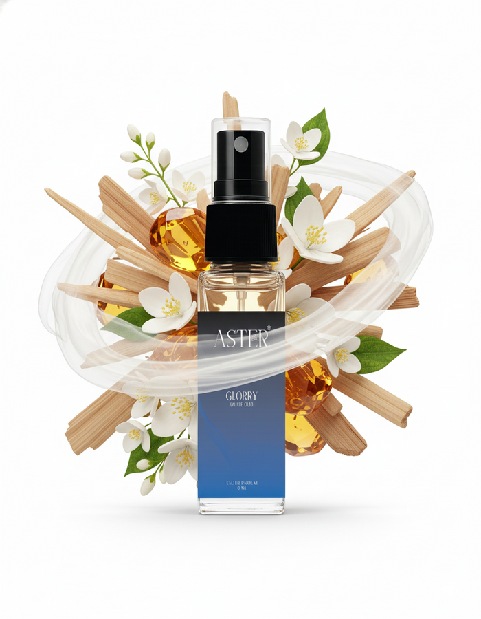 White Oud Glory EDP 8ml perfume bottle