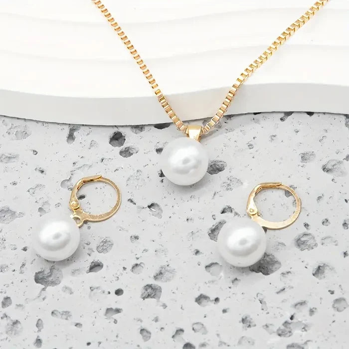 Golden Grace Pearl Jewelry Set | Gold