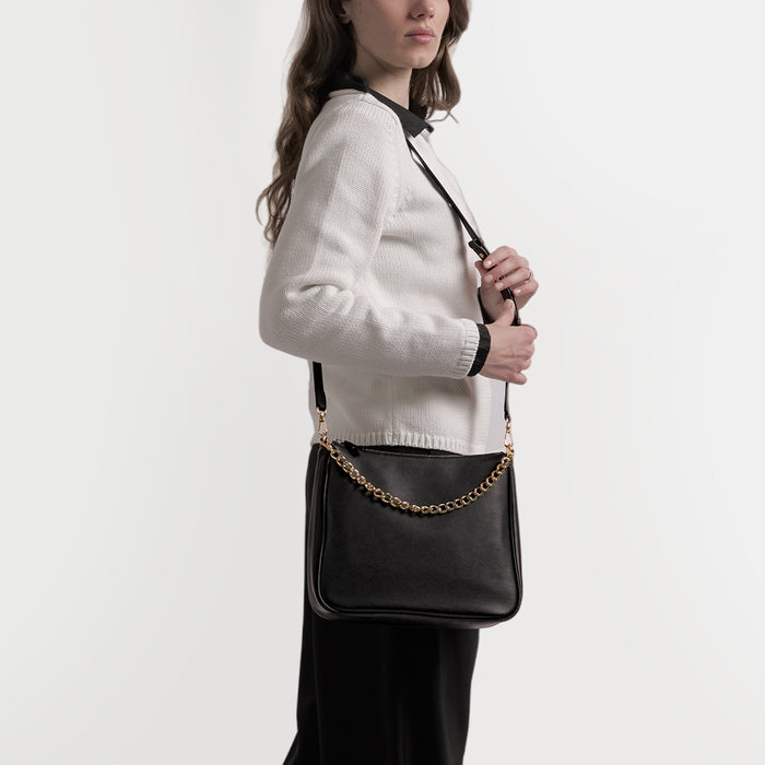 Greta Chain Medium Crossbody Black Onyx