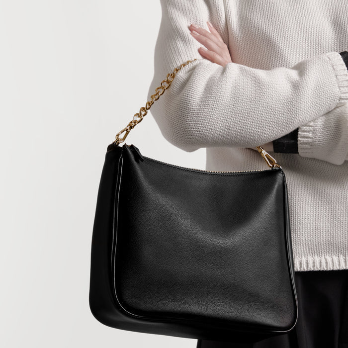 Greta Chain Medium Crossbody Black Onyx